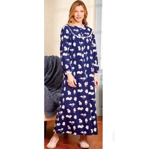 Lanz of Salsburg Puppy Love Maltise Dog  Long Flannel Gown Modest Granny…